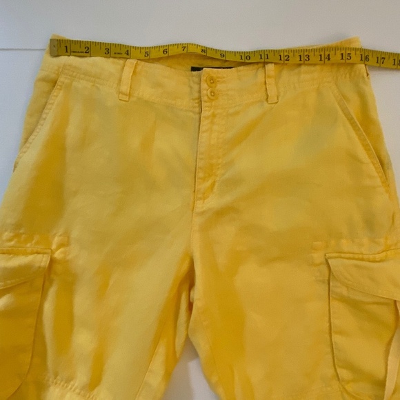 Lauren Ralph Lauren 100% Soft Linen High Rise Cargo Pants Yellow Size 8 - Picture 12 of 14